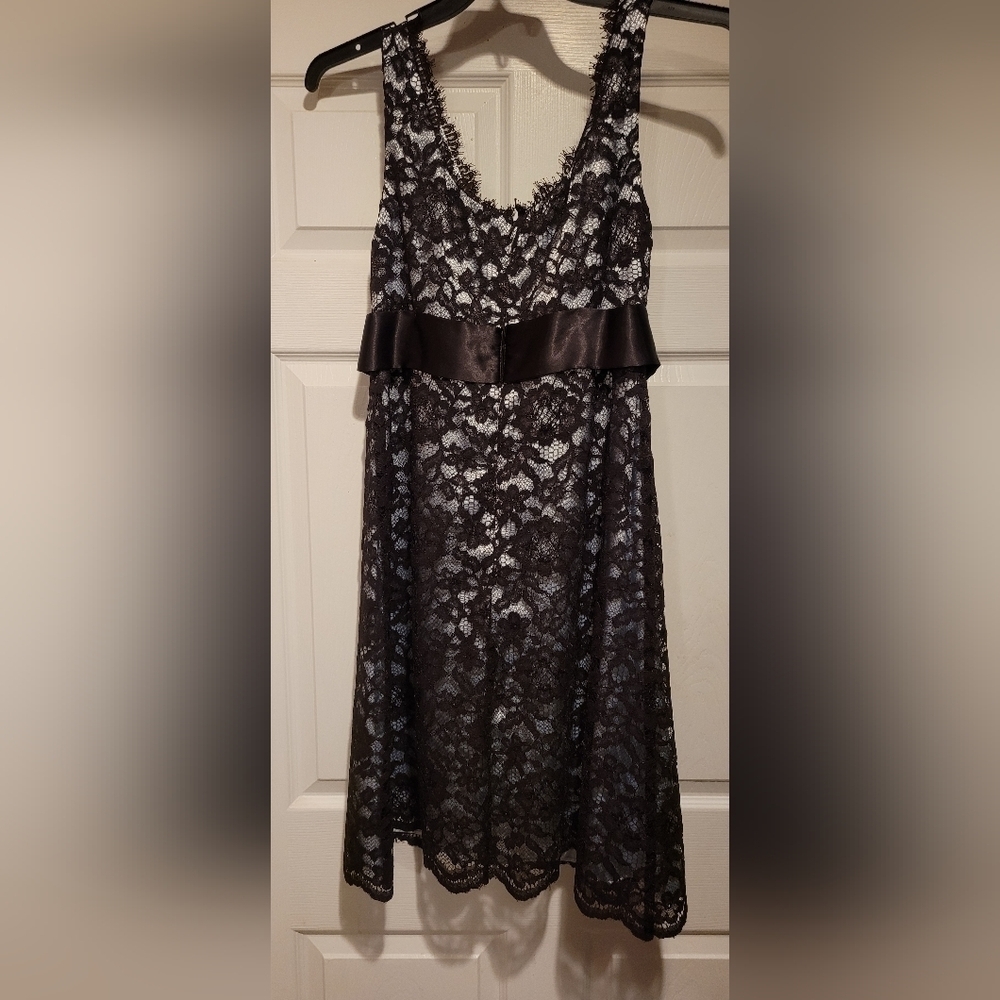 NWT $139 Coldwater Creek Women's Sleeveless Brownish Black Lace over Satin Dress - Picture 8 of 8